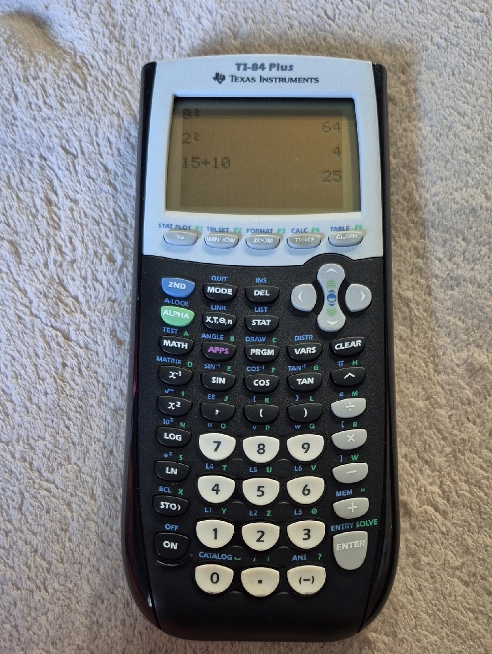 Texas Instruments TI-84 Plus Graphing Calculator in Black and White
